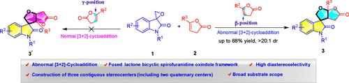 An Unexpected [3 + 2]-Cycloaddition between Spiro-Epoxyoxindoles and γ-Deconjugated Butenolides Catalyzed by Sc(OTf)3