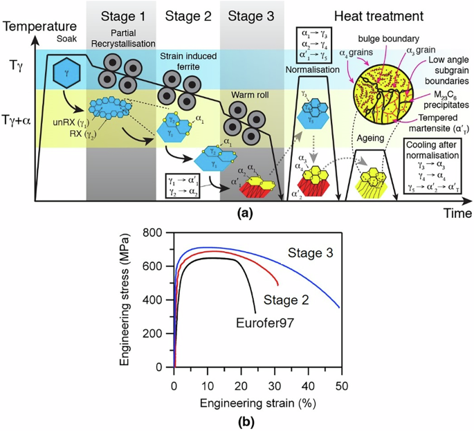 A multi-scale microstructure to address the strength-ductility trade off in high strength steel for fusion reactors