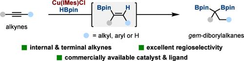 Copper-Catalyzed Regioselective Dihydroboration of Alkynes to Construct gem-Diborylalkanes
