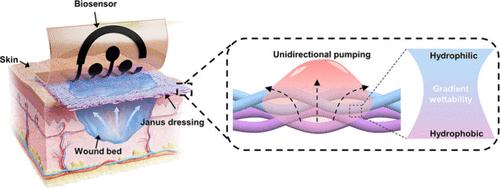 An Integrated Janus Bioelectronic Bandage for Unidirectional Pumping and Monitoring of Wound Exudate