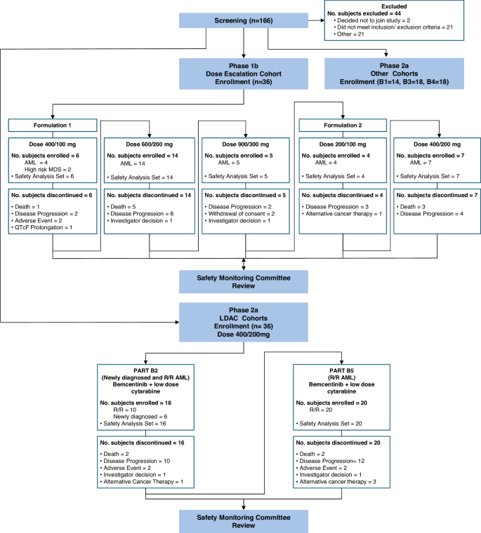 Bemcentinib as monotherapy and in combination with low-dose cytarabine in acute myeloid leukemia patients unfit for intensive chemotherapy: a phase 1b/2a trial
