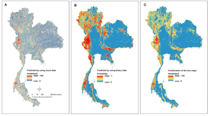 Spatial prediction of wild boar distribution in Thailand applications for African swine fever prevention and control.