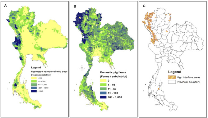 Spatial prediction of wild boar distribution in Thailand applications for African swine fever prevention and control.
