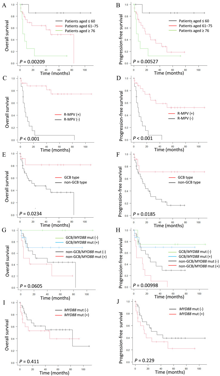 Hans's algorithm and MYD88<sup>L265P</sup> mutation may affect prognosis of primary central nervous system B-cell lymphoma.