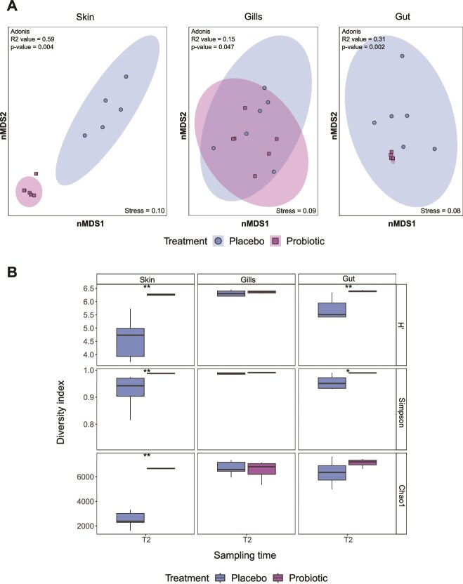 Coral probiotics induce tissue-specific and putative beneficial microbiome restructuring in a coral-dwelling fish.