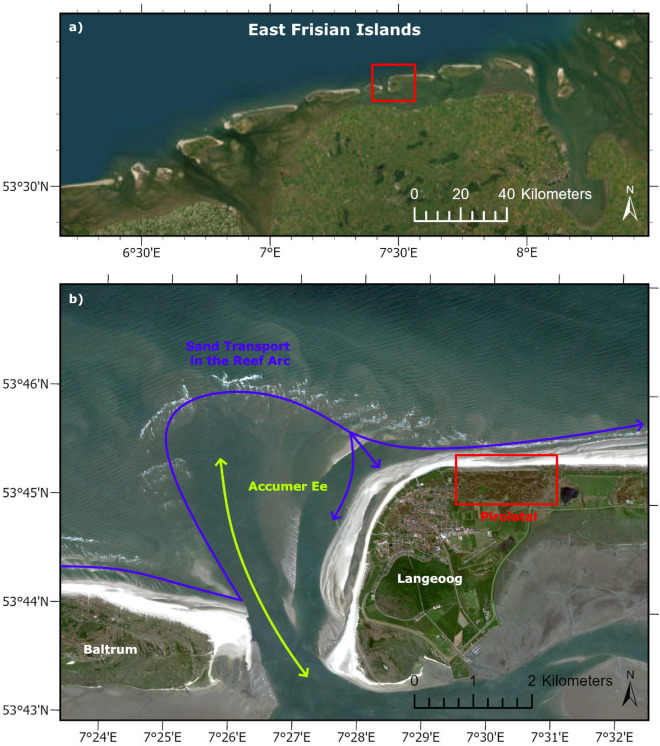 Analyzing coastal dynamics by means of multi-sensor satellite imagery at the East Frisian Island of Langeoog, Germany.