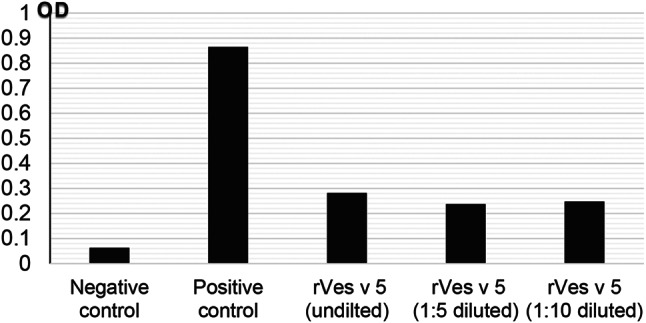 Pattern of sensitization to yellow jacket venom and expression of recombinant antigen 5 (Ves v 5) from yellow jacket venom.