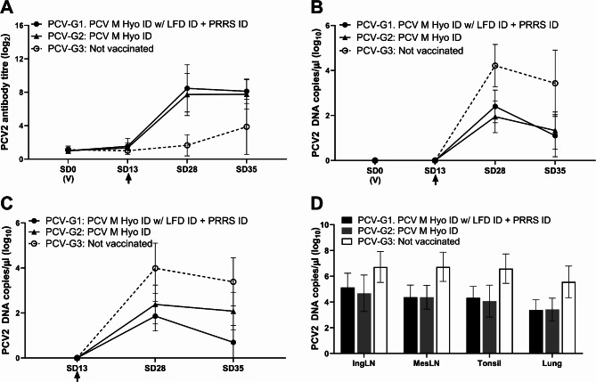 A novel intradermal combination vaccine for PCV2 and Mycoplasma hyopneumoniae protection in swine: its use with Lawsonia intracellularis and PRRSV vaccines.