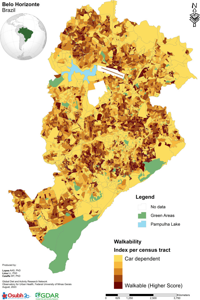 What is the cross-sectional association of geospatially derived walkability with walking for leisure and transport?