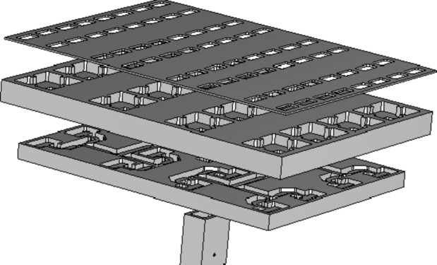 Design and validation of A 30 ghz 8 × 8 slot antenna array with ridge waveguide pins/holes layers.