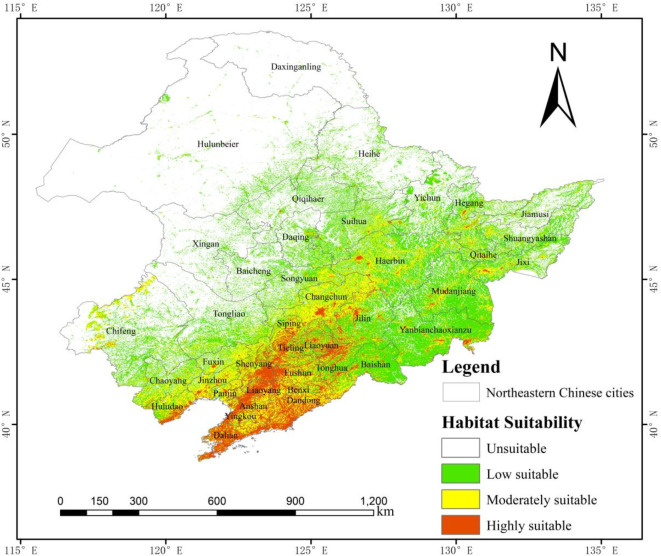 Modeling current and future distributions of invasive Asteraceae species in Northeast China.