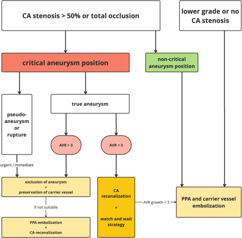 Interventional treatment of peripancreatic aneurysms: can one strategy fit all?