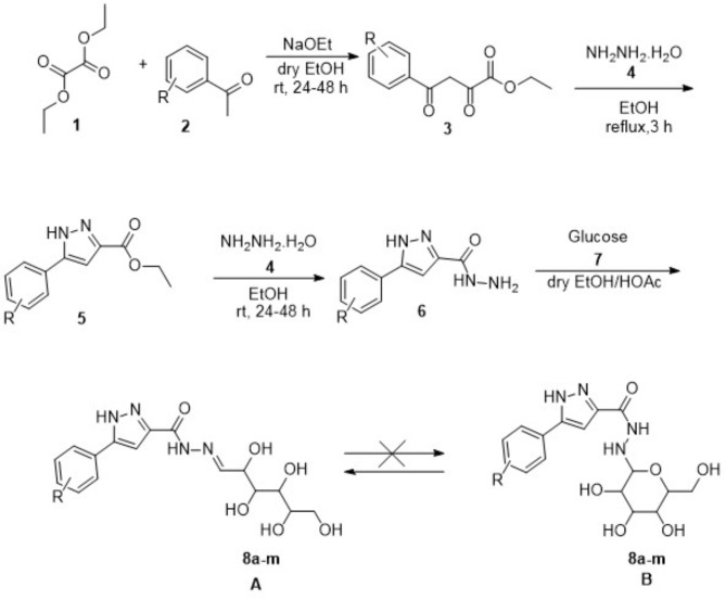 Design, synthesis, and investigation of novel 5-arylpyrazole-glucose hybrids as α-glucosidase inhibitors.