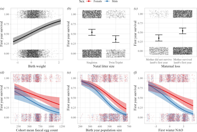 Sex-specific effects of early-life adversity on adult fitness in a wild mammal.