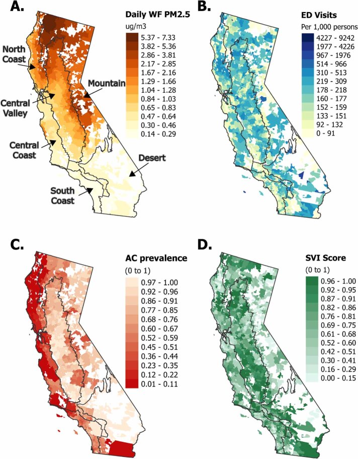 Emergency department visits in California associated with wildfire PM<sub>2.5</sub>: differing risk across individuals and communities.
