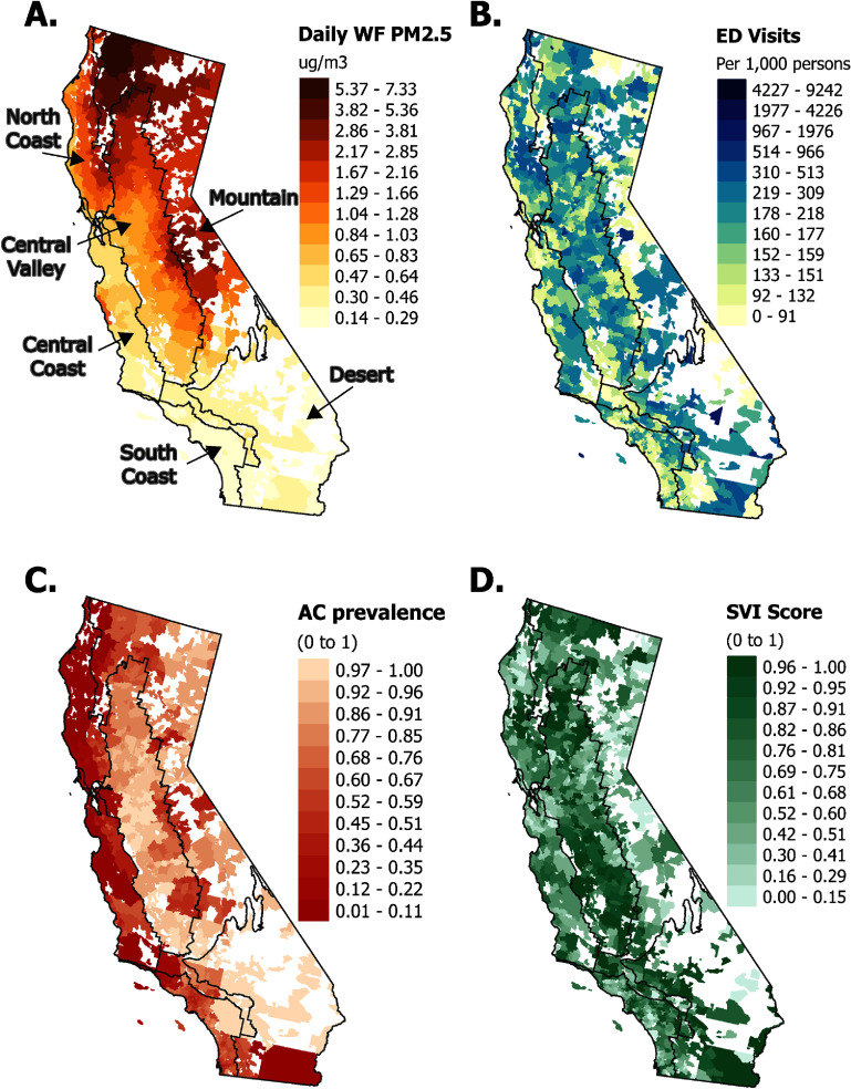 Emergency department visits in California associated with wildfire PM<sub>2.5</sub>: differing risk across individuals and communities.