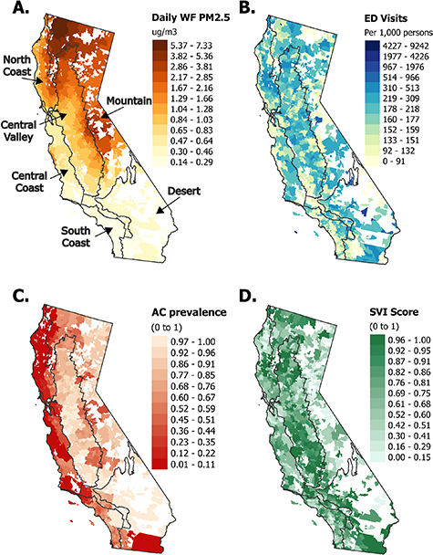 Emergency department visits in California associated with wildfire PM<sub>2.5</sub>: differing risk across individuals and communities.