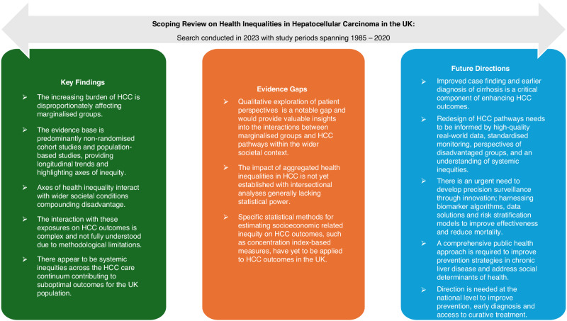 Health inequalities in hepatocellular carcinoma surveillance, diagnosis, treatment, and survival in the United Kingdom: a scoping review.