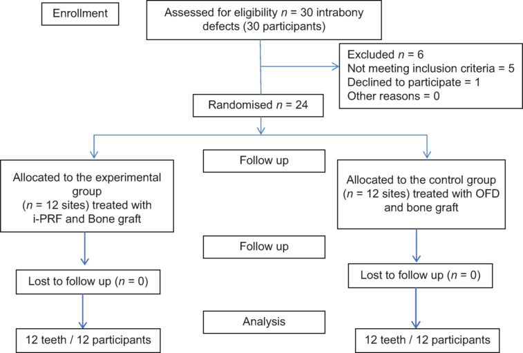 Clinical evaluation of injectable platelet-rich fibrin with synthetic nanocrystalline hydroxyapatite bone graft for the treatment of intrabony defects: A randomized controlled clinical trial.