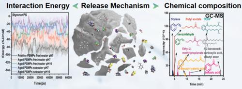 Effect of pH and salinity on the release of polystyrene microplastics derived dissolved organic matter as revealed by experimental studies and molecular dynamic simulations