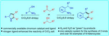 Sustainable synthesis of quinolines and pyrroles enabled by chromium-catalyzed acceptorless dehydrogenative coupling using a bipyridine ligand†