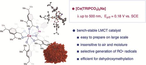 Bench-Stable Cerium(IV) Benzoate: A Versatile LMCT Catalyst for Selective Dehydroxymethylative Functionalization