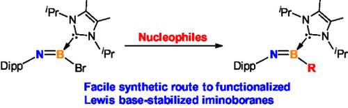Reactions of a N-Heterocyclic Carbene-Stabilized Bromoiminoborane with Nucleophiles: Access to the Functionalized Lewis Base-Stabilized Iminoboranes