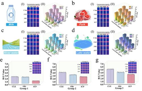 Fluorescence Color Gradient Immunochromatographic Assay for Highly-Sensitive, Quantitative, and Simultaneous Detection of Small-Molecule Pollutants