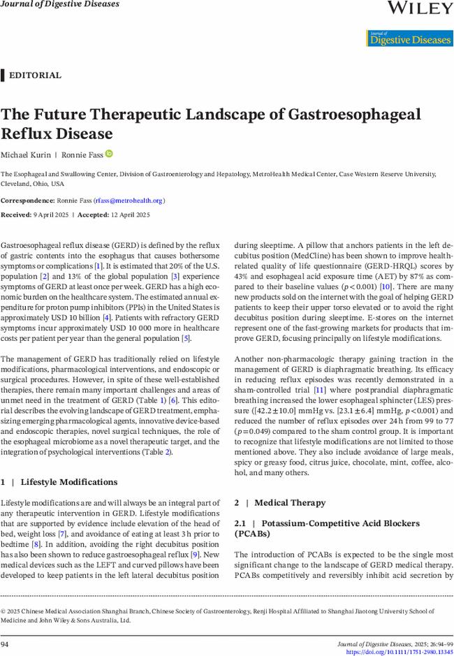 The Future Therapeutic Landscape of Gastroesophageal Reflux Disease