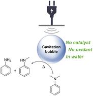 Catalyst-free N-dealkylation of aniline derivatives in water induced by high frequency ultrasound†