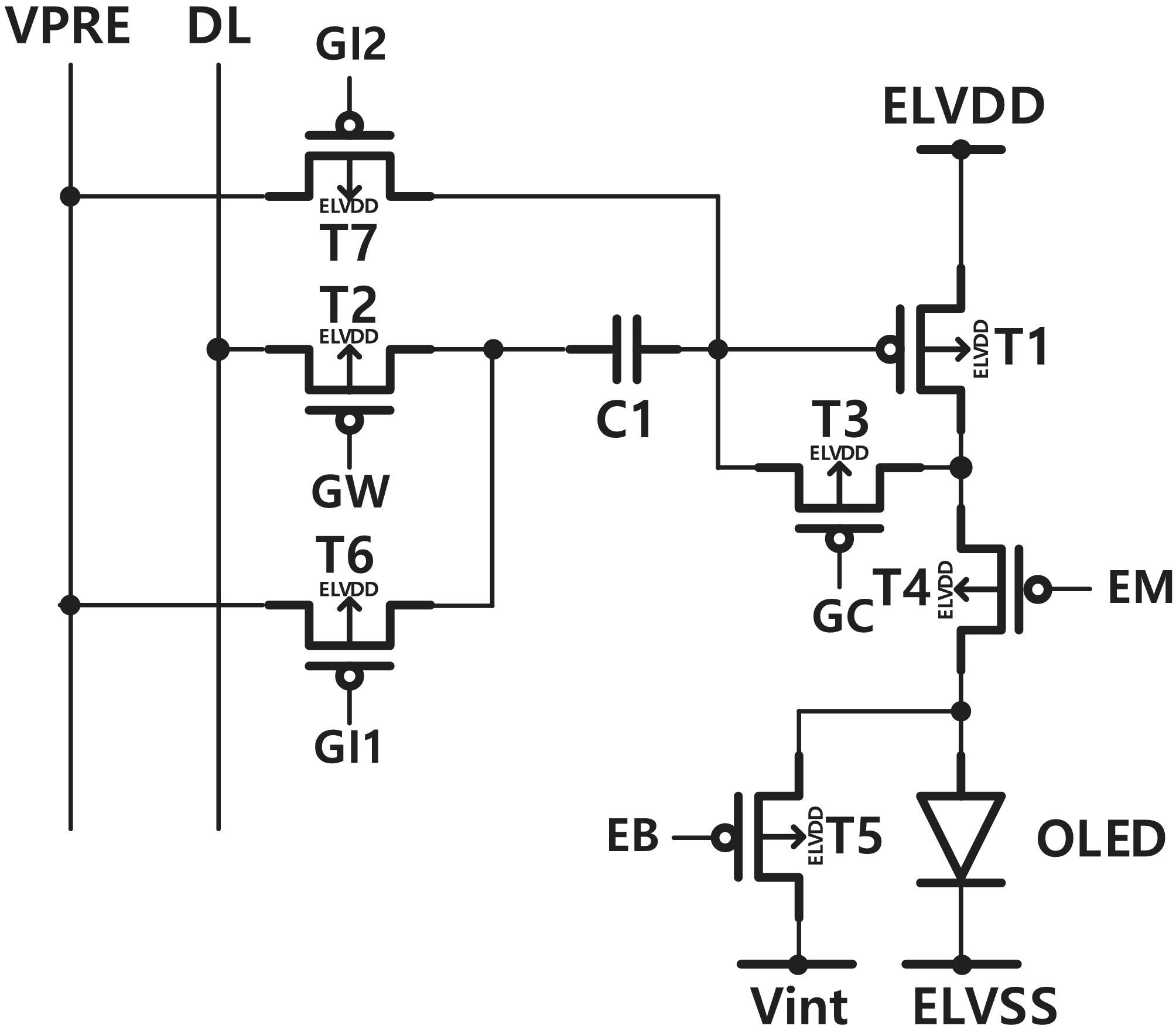 4032-pixels per inch threshold voltage compensation pixel circuit for organic light-emitting diode-on-silicon