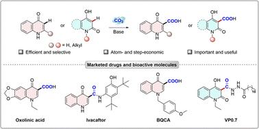 Carboxylation of C(sp2)–H bonds in quinolone derivatives with CO2: facile synthesis of quinolone carboxylic acids†
