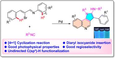 Synthesis of quinoline derivatives by palladium-catalyzed isocyanide insertion/undirected C(sp2)–H functionalization/[4 + 1] cyclization reactions involving aryl isocyanide†