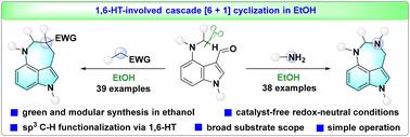 Green and modular synthesis of azepino[4,3,2-cd]indoles and diazepino[6,5,4-cd]indoles via hydride transfer-involved cascade cyclization in ethanol†