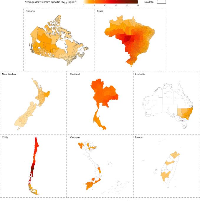 Respiratory risks from wildfire-specific PM2.5 across multiple countries and territories
