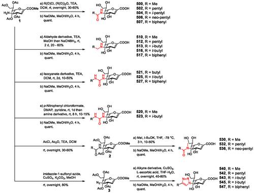 Improved C5-Amide Bioisosteres for Human Neuraminidase 1 Inhibitors Based on 2-Deoxy-2,3-Didehydro-N-Acetyl Neuraminic Acid