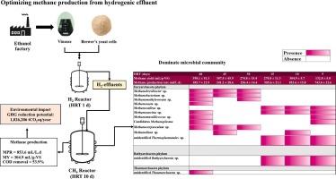 Optimizing hydraulic retention time for methane production from the hydrogenic effluent left over from the co-digestion of vinasse and spent brewer's yeast cell