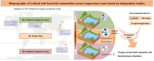 Biogeography and diversity of wetland soils bacterial communities across temperature zones based on independent studies