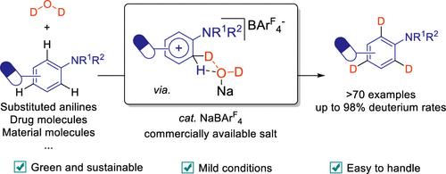 Easily Handled NaBArF4 Catalyzed Selective Electrophilic Deuteration Method for C(sp2)–H Bond of Aryl Amines