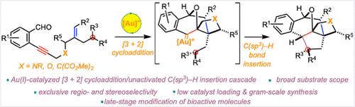 Gold-Catalyzed Regio- and Diastereoselective [3 + 2] Cycloaddition/Unactivated C(sp3)–H Bond Insertion of o-1,6-Enynyl Benzaldehydes to Oxa-Bridged Polycycles