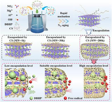 Enhanced Anti-Migration of Organic Antioxidants via Chitosan-Encapsulated Ultrathin Intercalated Layered Double Hydroxides Fabricated by a Nucleation-Encapsulation Coupling Strategy