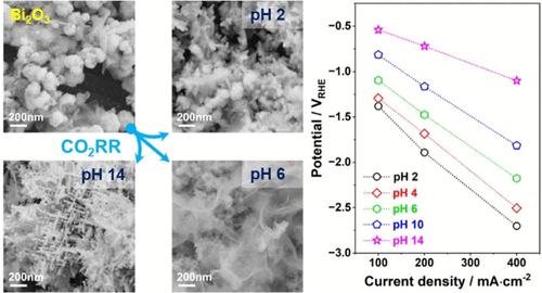 Unveiling the Origin of pH-Dependent Catalytic Performance of Bi2O3 Nanostructure for Electrochemical CO2 Reduction