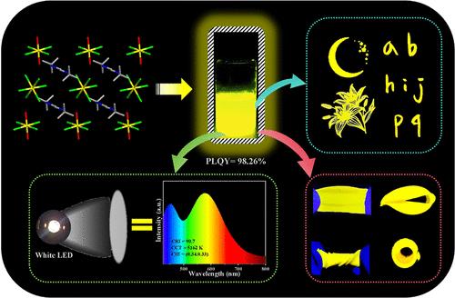 Organic Indium Halides with Near-Unity Photoluminescence Quantum Yields for Highly Efficient Luminescent Inks and White Light Emitting Diodes