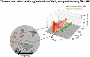 The treatment effect on the agglomeration of DyF3 nanoparticles using 1H NMR