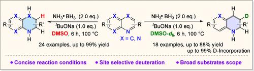 Base Promoted Hydrogenation of N-Heteroarenes with Ammonia Borane and DMSO
