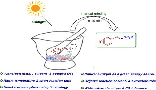 Manual Grinding and Sunlight Synergistically Promoted Sulfonylation of Alkenyl Sulfonium Salts with Sulfinic Acids