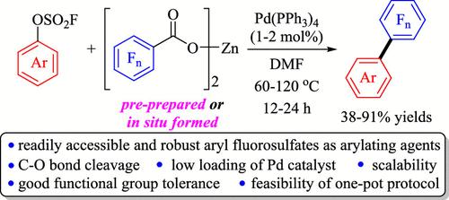 Synthesis of Polyfluorinated Biaryls via Palladium-Catalyzed Decarboxylative Cross-Coupling of Zinc Polyfluorobenzoates with Aryl Fluorosulfates