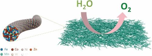 One dimensional AWO4 and A2O3 structured high entropy oxide nanowires and their superior oxygen evolution reaction