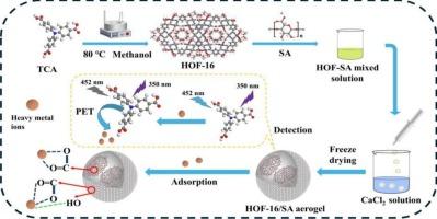 Multifunction hydrogen-bonded organic framework aerogel platform for detection and removal of heavy metal ions in pear juice