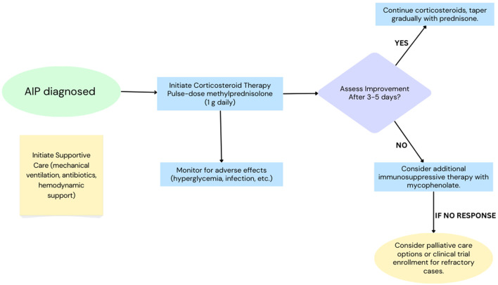Examining the Role of Corticosteroids in the Management of Acute Interstitial Pneumonia: A Systematic Review.
